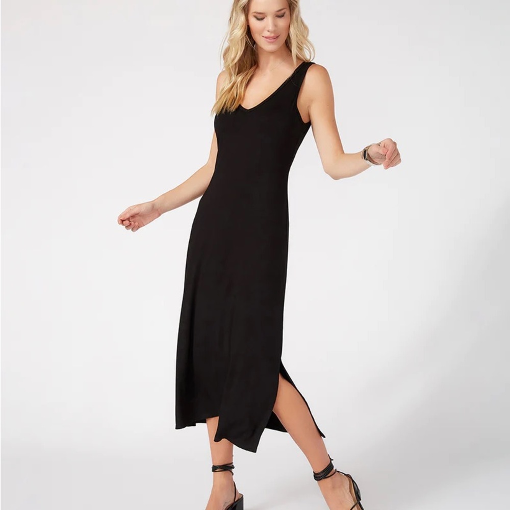 CLEARANCE Karen Kane asymmetrical hem black maxi dress